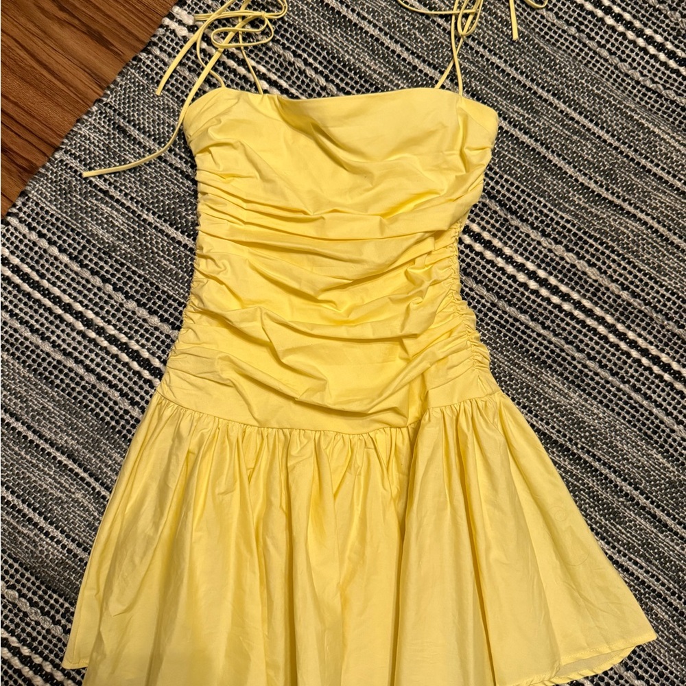 Strapless Yellow Ruched Sundress